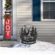 Glitzhome 30"H Christmas Metal Silhouette Waterglobe with Reindeer Family Yard Stake or Wall Decor(KD,Two Function)
