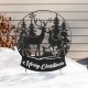 Glitzhome 30"H Christmas Metal Silhouette Waterglobe with Reindeer Family Yard Stake or Wall Decor(KD,Two Function)