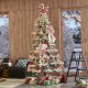 Glitzhome 7.5ft Pre-Lit Flocked Slim Spruce Artificial Christmas Tree with 320 Warm White Lights,3 Function