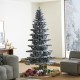 Glitzhome 7.5ft Pre-Lit Flocked Slim Spruce Artificial Christmas Tree with 320 Warm White Lights,3 Function