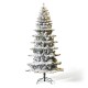 Glitzhome 7.5ft Pre-Lit Flocked Slim Spruce Artificial Christmas Tree with 320 Warm White Lights,3 Function
