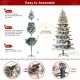 Glitzhome 7.5ft Pre-Lit Flocked Slim Spruce Artificial Christmas Tree with 320 Warm White Lights,3 Function