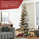 Glitzhome 7.5ft Pre-Lit Flocked Slim Spruce Artificial Christmas Tree with 320 Warm White Lights,3 Function