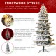 Glitzhome 7.5ft Pre-Lit Flocked Slim Spruce Artificial Christmas Tree with 320 Warm White Lights,3 Function