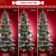 Glitzhome 7.5ft Pre-Lit Flocked Slim Spruce Artificial Christmas Tree with 320 Warm White Lights,3 Function
