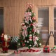 Glitzhome 48"D Red & White Plaid Reversible Sherpa/Flannel Christmas Tree Skirt