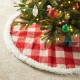 Glitzhome 48"D Red & White Plaid Reversible Sherpa/Flannel Christmas Tree Skirt