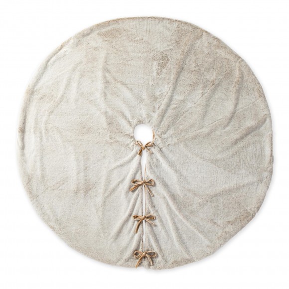 Glitzhome 60"D Oversized Milk Coffee Brown Reversible Faux Rabbit Fur/Korean Fleece Christmas Tree Skirt