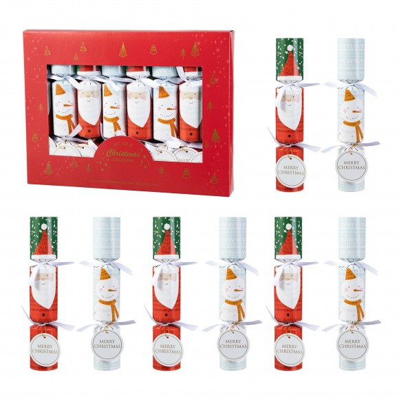 Glitzhome 8PK 1.50"D X 10"H Christmas Santa & Snowman Party Cracker with Gift Contents