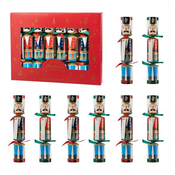 Glitzhome 8PK 1.50"D X 10"H Christmas Nutcracker Party Cracker with Gift Contents