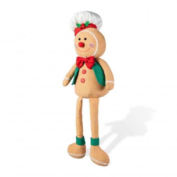 Glitzhome 25"H Fabric Christmas Gingerbreadman Shelf Sitter