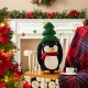 Glitzhome 21.25"H Christmas Fabric Penguin with Top Tree Decor