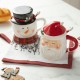 Glitzhome Set of 2 Christmas Ceramic Santa & Snowman Mug with Lid and Spoon