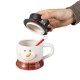 Glitzhome Set of 2 Christmas Ceramic Santa & Snowman Mug with Lid and Spoon