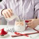 Glitzhome Set of 2 Christmas Ceramic Santa & Snowman Mug with Lid and Spoon