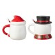 Glitzhome Set of 2 Christmas Ceramic Santa & Snowman Mug with Lid and Spoon