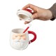 Glitzhome Set of 2 Christmas Ceramic Santa & Snowman Mug with Lid and Spoon