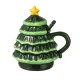 Glitzhome 6.5"H Christmas Ceramic Tree Mug with Lid and Spoon