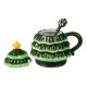 Glitzhome 6.5"H Christmas Ceramic Tree Mug with Lid and Spoon