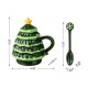 Glitzhome 6.5"H Christmas Ceramic Tree Mug with Lid and Spoon