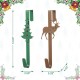 Glitzhome 14"H Set of 2 Christmas Metal Tree & Reindeer Wreath Hanger