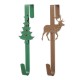 Glitzhome 14"H Set of 2 Christmas Metal Tree & Reindeer Wreath Hanger
