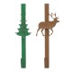 Glitzhome 14"H Set of 2 Christmas Metal Tree & Reindeer Wreath Hanger
