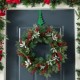 Glitzhome 14"H Set of 2 Christmas Metal Tree & Reindeer Wreath Hanger