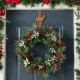 Glitzhome 14"H Set of 2 Christmas Metal Tree & Reindeer Wreath Hanger