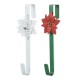 Glitzhome 14"H Set of 2 Christmas Metal Snowflake& Poinsettia Wreath Hanger