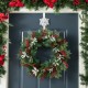 Glitzhome 14"H Set of 2 Christmas Metal Snowflake& Poinsettia Wreath Hanger