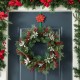 Glitzhome 14"H Set of 2 Christmas Metal Snowflake& Poinsettia Wreath Hanger