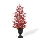 Glitzhome 36"H Christmas Lighted Berry and Pine Cone Urn Porch Tree, 20 Warm White Lights with timer