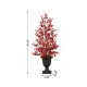 Glitzhome 36"H Christmas Lighted Berry and Pine Cone Urn Porch Tree, 20 Warm White Lights with timer