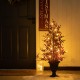 Glitzhome 36"H Christmas Lighted Berry and Pine Cone Urn Porch Tree, 20 Warm White Lights with timer
