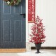 Glitzhome 36"H Christmas Lighted Berry and Pine Cone Urn Porch Tree, 20 Warm White Lights with timer