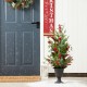 Glitzhome 36"H Christmas Lighted Pine Needle and Eucalyptus leaf Urn Porch Tree, 20 Warm White Lights with timer