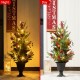 Glitzhome 36"H Christmas Lighted Pine Needle and Eucalyptus leaf Urn Porch Tree, 20 Warm White Lights with timer