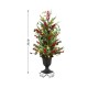 Glitzhome 36"H Christmas Lighted Pine Needle and Eucalyptus leaf Urn Porch Tree, 20 Warm White Lights with timer
