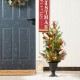 Glitzhome 36"H Christmas Lighted Pine Needle and Eucalyptus leaf Urn Porch Tree, 20 Warm White Lights with timer