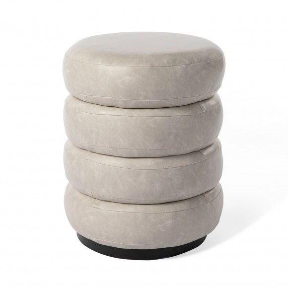 Glitzhome Modern Cool Gray Upholstered Storage Ottoman or Accent Stool