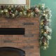Glitzhome 24"D Pre-Lit Glittered Pine Cone Christmas Wreath and Matched 2pk 9ft Garland Set and 2pk Flocked Christmas Tree with Timer