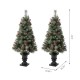 Glitzhome 24"D Pre-Lit Glittered Pine Cone Christmas Wreath and Matched 2pk 9ft Garland Set and 2pk Flocked Christmas Tree with Timer