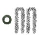 Glitzhome 36"D Oversized Pre-Lit Snow Flocked Christmas Wreath and Matched 2pk 9ft Garland Set with Timer