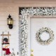 Glitzhome 36"D Oversized Pre-Lit Snow Flocked Christmas Wreath and Matched 2pk 9ft Garland Set with Timer