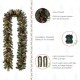 Glitzhome Set of 2  9ft Pre-Lit Glittered Pine Cone Christmas Garland, with Warm White LED Lights with Timer