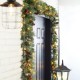 Glitzhome Set of 2  9ft Pre-Lit Glittered Pine Cone Christmas Garland, with Warm White LED Lights with Timer