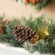 Glitzhome Set of 2  9ft Pre-Lit Glittered Pine Cone Christmas Garland, with Warm White LED Lights with Timer