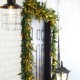 Glitzhome Set of 2 9ft Pre-Lit Greenery Pine Cone Christmas Garland, With Warm White LED Lights with Timer