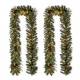 Glitzhome Set of 2 9ft Pre-Lit Greenery Pine Cone Christmas Garland, With Warm White LED Lights with Timer